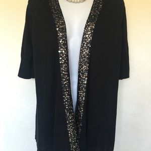 Express Womens Sweater Cardigan Black Embellished